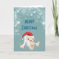 Weihnachts-Yeti-Puppe Eine Weihnachtsmannmütze tra