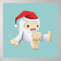 Weihnachts-Yeti-Puppe Eine Weihnachtsmannmütze tra