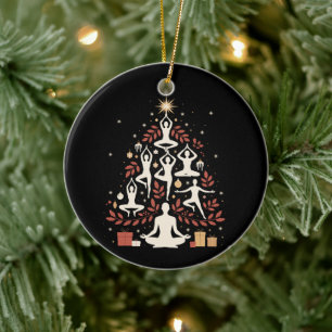 Weihnachts-Yoga-Baum-Pose-Meditation Xmas-Feiertag Keramik Ornament