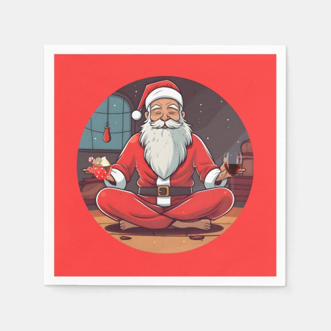 Weihnachts-Yoga-Pose Serviette (Vorderseite)