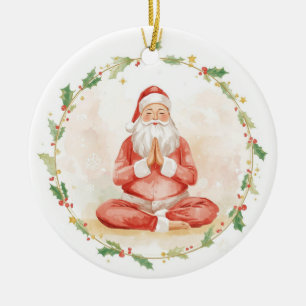 Weihnachts-Yoga Santa Claus posiert Yoga-Feiertag Keramik Ornament