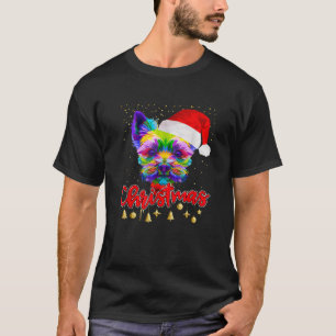 Weihnachts-Yorkie-Hund Pop Art Weihnachts-Pyjama-I T-Shirt