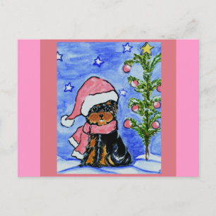 Weihnachts-Yorkie Poo Feiertagspostkarte