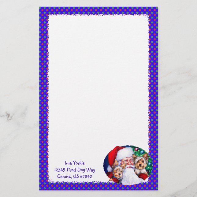 Weihnachts-Yorkies Briefpapier (Vorderseite)