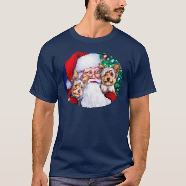 Weihnachts-Yorkies T-Shirt (Vorderseite)
