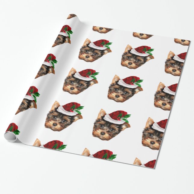 Weihnachts-Yorkshire Terrier-Whitepaper Geschenkpapier (Ungerollt)