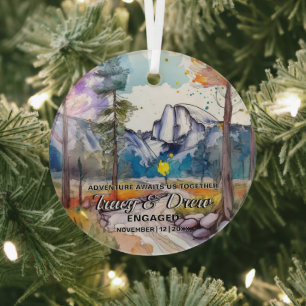 Weihnachts-Yosemite Outdoor MaximalistCouple Engag Ornament Aus Glas