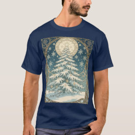 Weihnachts-Yulbaum mit Schnee und sternförmigem T-Shirt