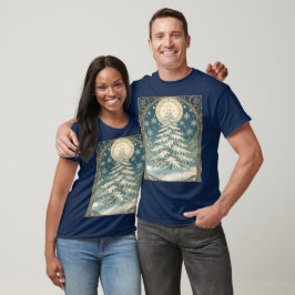 Weihnachts-Yulbaum mit Schnee und sternförmigem  T-Shirt