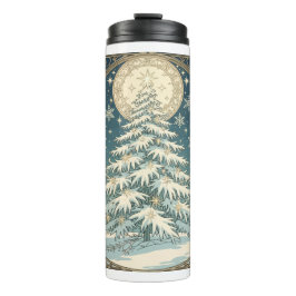 Weihnachts-Yule-Baum mit Schnee und sternförmig Thermosbecher