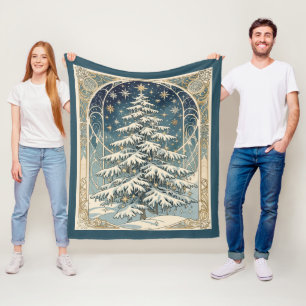 Weihnachts-Yule-Baum mit schneebedeckten Ästen Fleecedecke