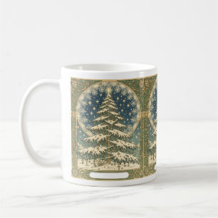 Weihnachts-Yule-Baum-Schneeflocken und -Sterne Art Kaffeetasse