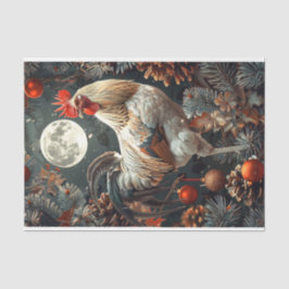 Weihnachts-Yuletide-Rooster & Moon-Dekoupage Seidenpapier