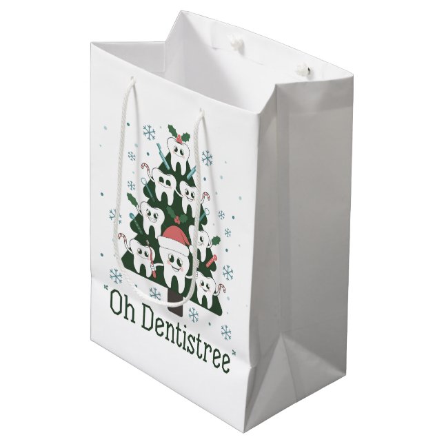Weihnachts-Zahnarzt Tree Dental Oh Dentistreoth Mittlere Geschenktüte (Vorderseite Schrägansicht)