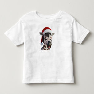 Weihnachts-Zebra Lustiges Tier mit Weihnachtsmannm Kleinkind T-shirt