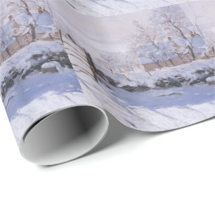 Weihnachts-Zeitung Claude Monet The Magpie Geschenkpapier