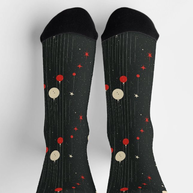 Weihnachts-Ziermuster Dunkel Socken (Oben)
