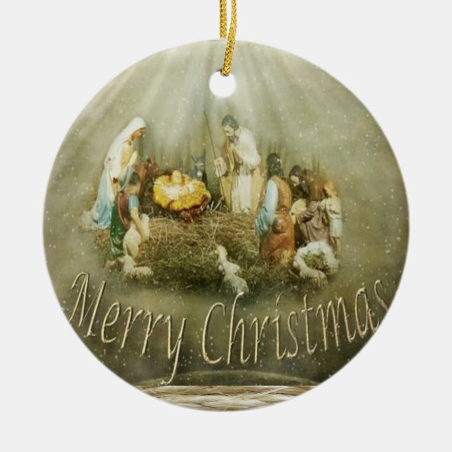 Weihnachts-Zirkel-Ornament, Jesus Christus Keramik Ornament (Vorne)