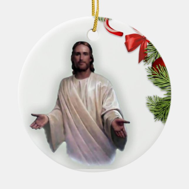 Weihnachts-Zirkel-Ornament, Jesus Christus Keramik Ornament (Vorne)
