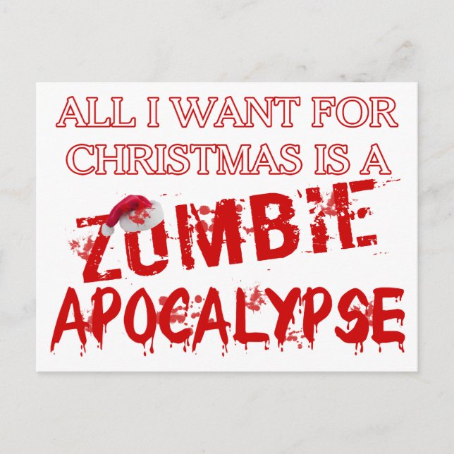 Weihnachts-Zombie-Apokalypse Feiertagspostkarte (Vorderseite)