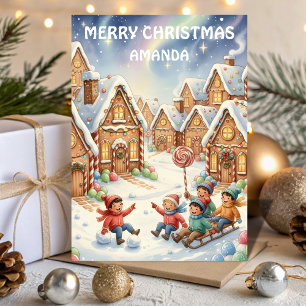 Weihnachts-Zucker-Kinderdorf Feiertagskarte