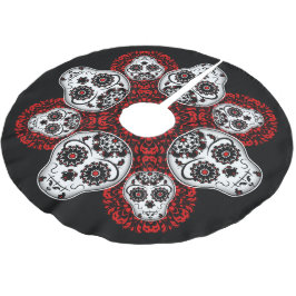 Weihnachts-Zucker-Schädel Tag des Toten Themas Polyester Weihnachtsbaumdecke