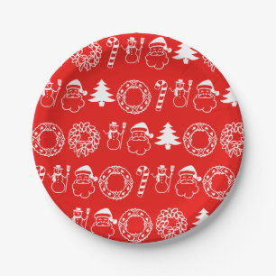 Weihnachts-Zuckerrohr-Bäume Schneemann Rot Pappteller
