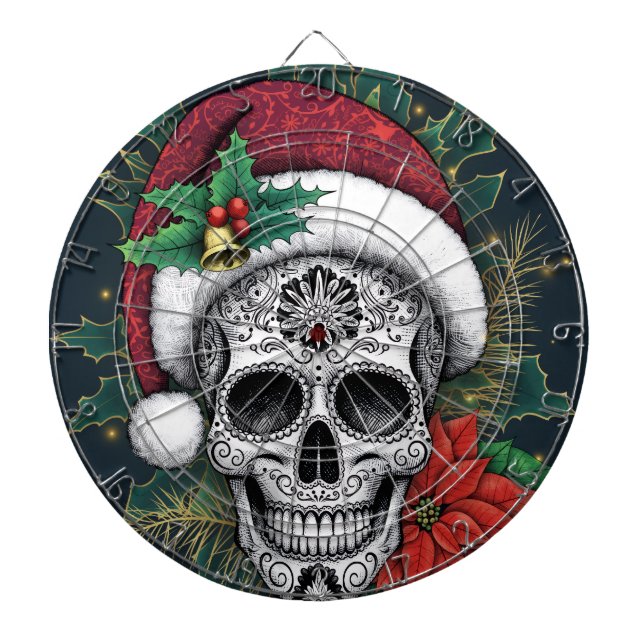 Weihnachts-Zuckerschädel Dartscheibe (vorne)