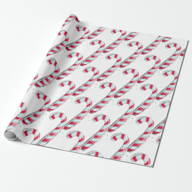 Weihnachts-Zuckerstange Geschenkpapier (Ungerollt)