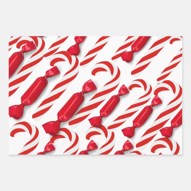 Weihnachts-Zuckerstange Geschenkpapier Set (Vorderseite 3)