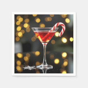 Weihnachts-Zuckerstange in einem Cocktail Serviette