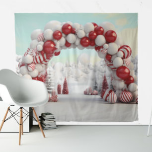 Weihnachts-Zuckerstangen-Ballonbogen Wandteppich