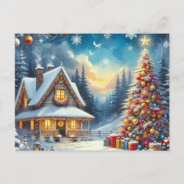 Weihnachts-Zuhause mit Weihnachtsbaum 3 Postkarte