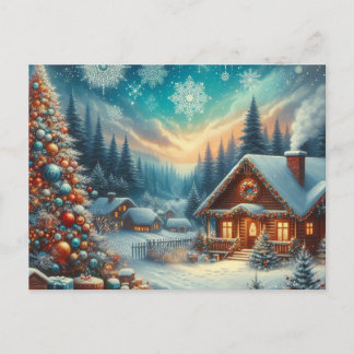 Weihnachts-Zuhause mit Weihnachtsbaum 8 Postkarte