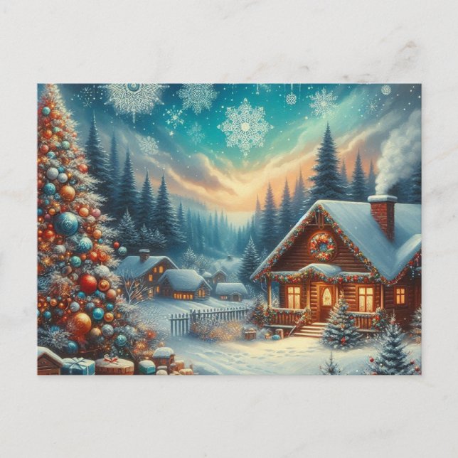 Weihnachts-Zuhause mit Weihnachtsbaum 8 Postkarte (Vorderseite)