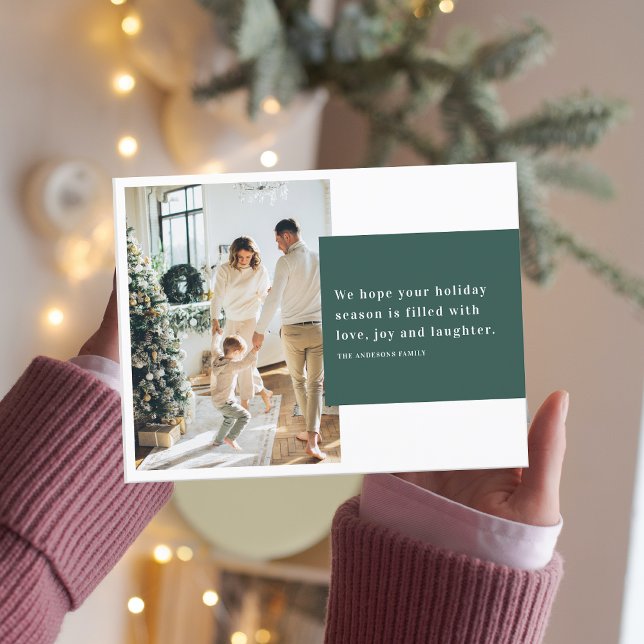 Weihnachts-Zweierfamilie | Green Happy Holiday Postkarte (Von Creator hochgeladen)