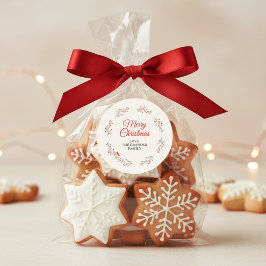 Weihnachts-Zweig mit festlichen Beeren Runder Aufkleber