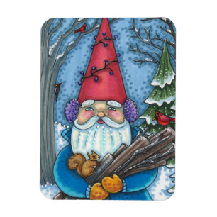 WEIHNACHTS-ZWERG, EICHHÖRNCHEN, SPECHT & CARDINAL MAGNET