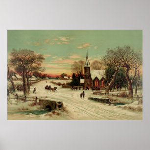 Weihnachtsabend auf dem Land Poster