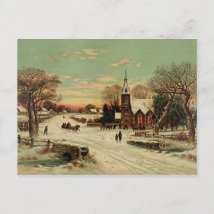 Weihnachtsabend auf dem Land Postkarte