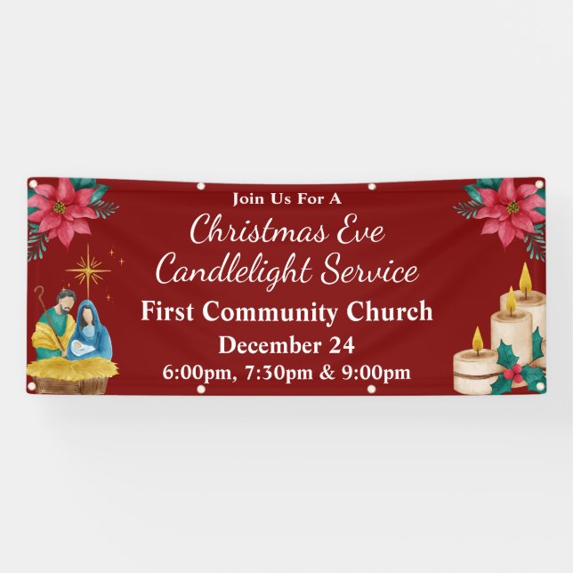 Weihnachtsabend Candlelight Service Church Event Banner (Horizontal)
