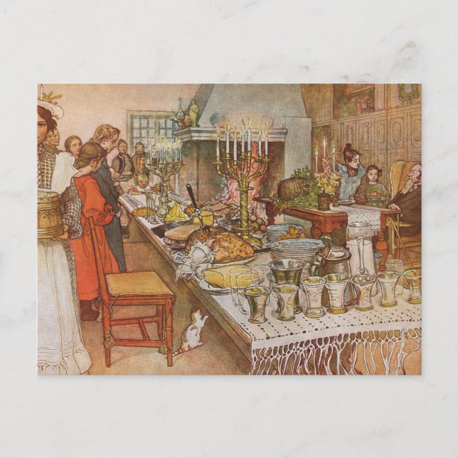 Weihnachtsabend Carl Larsson 1904 Feiertagspostkarte (Vorderseite)