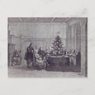 Weihnachtsabend in Deutschland Feiertagspostkarte