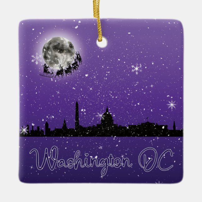 Weihnachtsabend in Washington DC Keramikornament (Vorderseite)