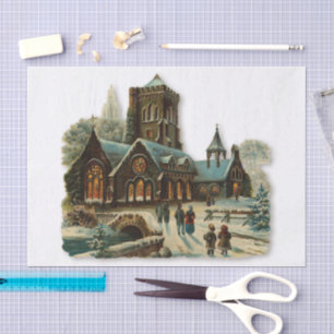Weihnachtsabend Kirche viktorianische Weihnachtsli Seidenpapier