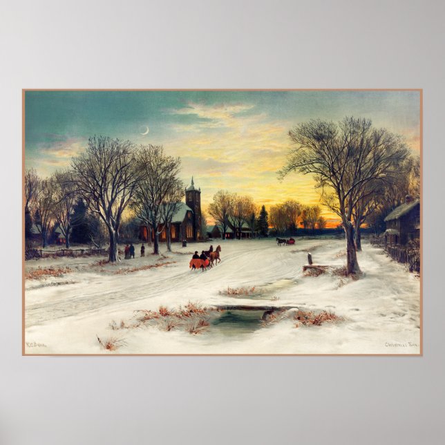 Weihnachtsabend Malerei (1885) von W. C. Bauer Poster (Vorne)