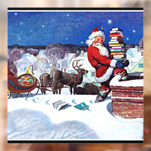 Weihnachtsabend mit Büchern Fensteraufkleber