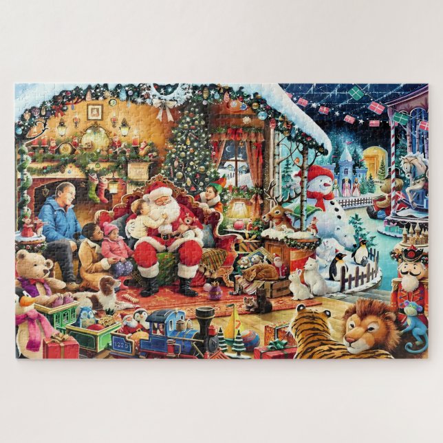 Weihnachtsabend mit dem Weihnachtsmann Puzzle (Horizontal)