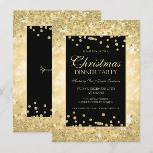 Weihnachtsabend Party Gold Glitzer Winterwunder Einladung