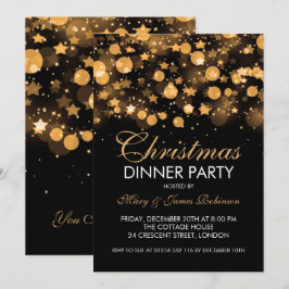 Weihnachtsabend Party Gold Sparkling Stars Einladung